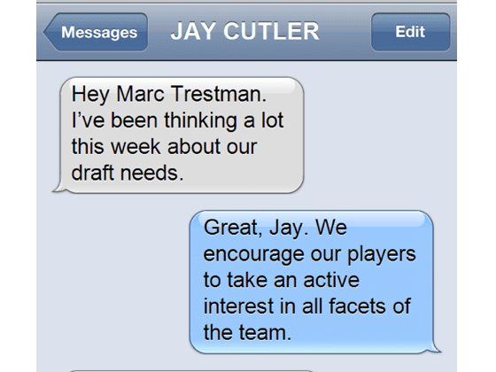 Jay Cutler Has Some Draft Ideas