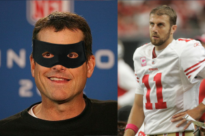 Jim Harbaugh Announces Alex Smith Trade While Wearing Bandit's Mask