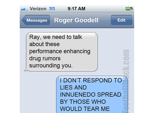 Roger Goodell Texts Ray Lewis