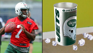 Jets’ Geno Smith Struggling To Throw Paper Wad in Trash Can